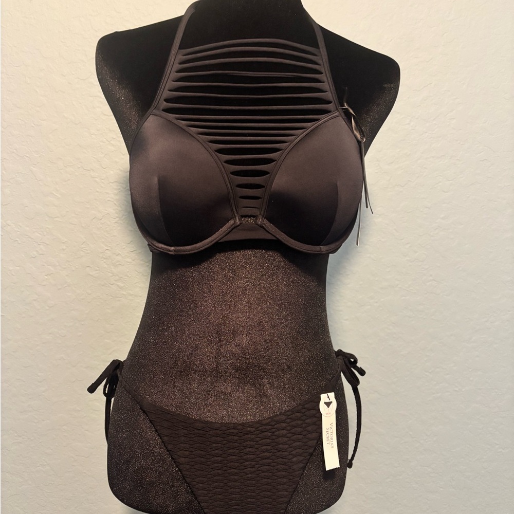 Victoria's Secret Black Strappy Bikini 34B